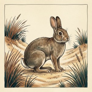 Getekende illustratie van een konijn