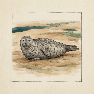 Getekende illustratie van een gewone zeehond