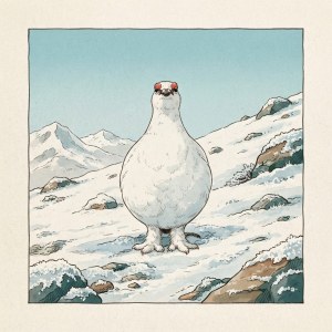 Drawn illustration of a rock ptarmigan