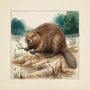 Getekende illustratie van een bever