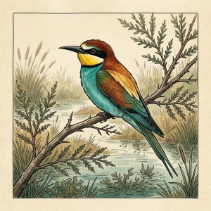 Getekende illustratie van een bijeneter