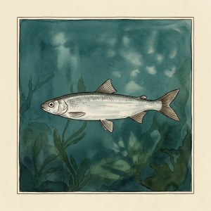 Getekende illustratie van een Bodensee-Felchen