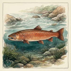 Getekende illustratie van een Donauzalm