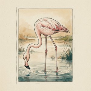 Getekende illustratie van een flamingo