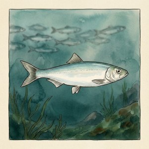 Illustration of a school of herring