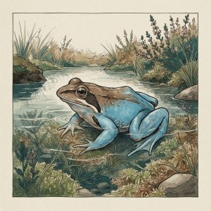 Getekende illustratie van een heikikker