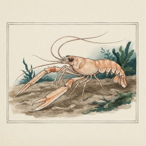 Drawn illustration of a langoustine