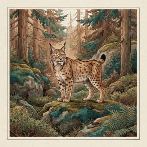 Getekende illustratie van een lynx