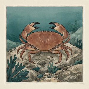 Getekende illustratie van een noordzeekrab