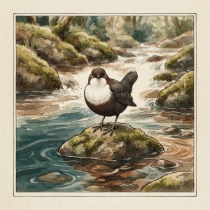 Getekende illustratie van een waterspreeuw
