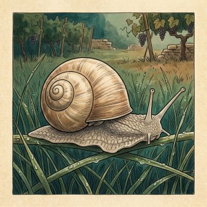 Getekende illustratie van een wijngaardslak