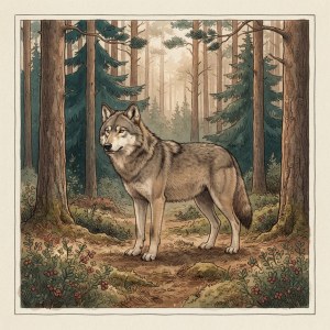 Getekende illustratie van een wolf